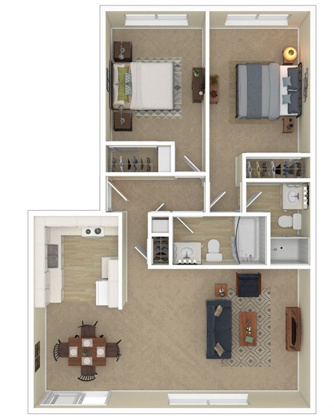 Two Bedroom Two bathroom floorplan